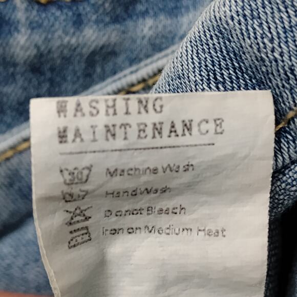 Jeans F.A.shion Denim Mini Skirt Size Large Cargo Pockets Belt Loops Light Blue - Picture 8 of 8